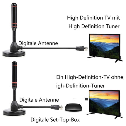 CAM2 DVB-T/DVB-T2 antenn DTA240 - tugevam varrasantenn digitaaltelevisiooni/DVB-T2 tuuneri jaoks, pulk/tugev alumiiniumsüdamik maksimaalse signaalikvaliteedi tagamiseks - magnetilise aluse ja 2m kaabliga, siseruumidesse kasutatav antenn