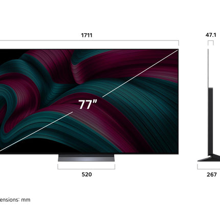LG OLED77C5ELB teler 77-tolline (195 cm) 4K OLED evo AI-teler (α9 Gen8 4K AI protsessor, webOS 25, 120 Hz (VRR kuni 144 Hz)) [mudeliaasta 2025]