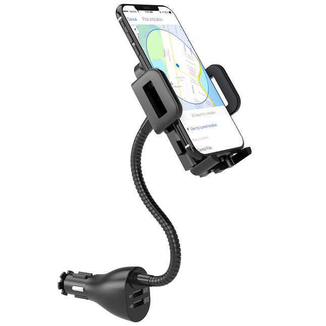 SOAIY 3-ühes universaalne autotelefoni hoidik, laadimisfunktsiooniga, QC3.0, kiirlaadimisega, kahe USB-ga autolaadijaga, 38W, 12V/24V, sigaretisüütaja toiteplokk, LED-pinge näidik nutitelefonidele