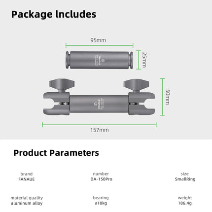 FANAUE Dual Socket Arm, Medium Arm, Compatible, Full Length 15 cm, Size B Ball Components for RAM Mounts (DA-150PRO)