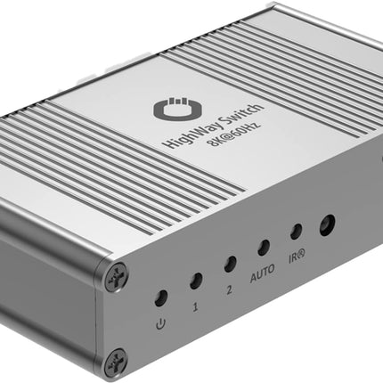 OEHLBACH Highway Switch 8K - HDMI 2.1 lüliti - 2 sisendit ja 1 väljundit HDMI-adapter puldiga (4K 120Hz, 8K 60Hz, 48Gbit, VRR, Dolby Vision, Atmos, HDR10, HDCP 2.3) - matt hõbedane