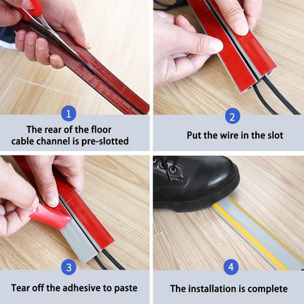 Floor Cable Protector White Floor Cable Duct, 2cm Wide Easy-to-Install Floor Cable Cover, Soft PVC Floor Cable Protector, For Home, Garage