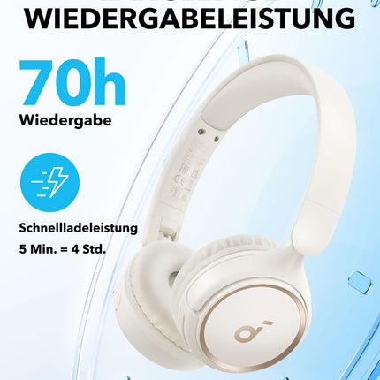 Soundcore H30i juhtmevabad kõrvaklapid, kokkupandav disain, puhas bass, 70 tundi taasesitust, Bluetooth 5.3, kerged ja mugavad, rakenduse juhtimine, mitmepunktiline ühendus