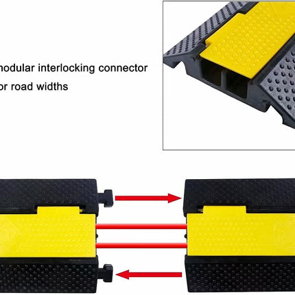 BWKJMY 2-Channel Floor Cable Cover - 1 Pack Cable Protector Ramp for Cables, Heavy Duty Driveway Tank Ramps, Non-Slip Rubber Cable Ramp, Outdoor Cable Cover (1 Pack, 100x22x5 cm)