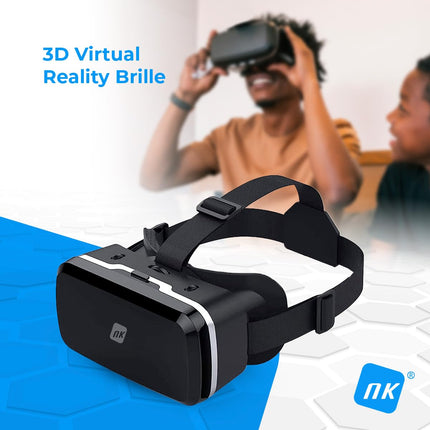 NK nutitelefoni 3D VR-prillid - nutitelefoni virtuaalreaalsuse nutikad prillid 4,7" - 6,53", vaatenurk 90-100 kraadi, 360° pöörlemine, reguleeritav lääts ja pupilli reguleerimine - must