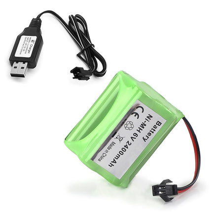SHAWOROCE 2400mAh 6V NI-MH Battery for RC Truck Cars Vehicles Rechargeable AA RC Battery with Plug and Charging Cable Remote Controlled Car 4WD Off-Road Vehicle Tan (SM-2P)