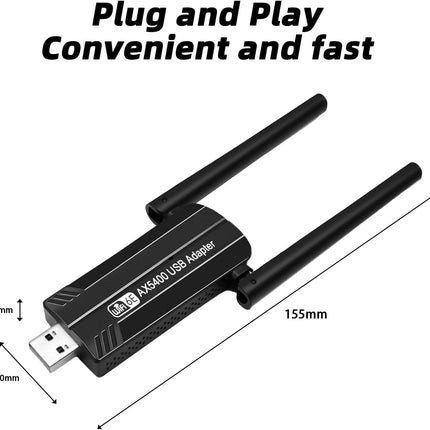 PNGOS WiFi Stick 6E, Powerful AX5400 Mbps, Adapter, USB 3.0, Tri-Band, WiFi Dongle 2.4G/5G/6GHz, Compatible with Windows 11/10, Plug and Play