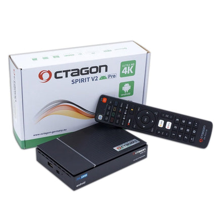 [Testi tulemused: VÄGA HEA *] Octagon Spirit PRO 4K UHD Android TV Box, kahesageduslik WiFi WLAN, Bluetooth-pult, hääljuhtimine, HDR10+, HLG, 2 GB muutmälu ja 32 GB välkmälu, TV IP-vastuvõtja, Bluetooth 5.1