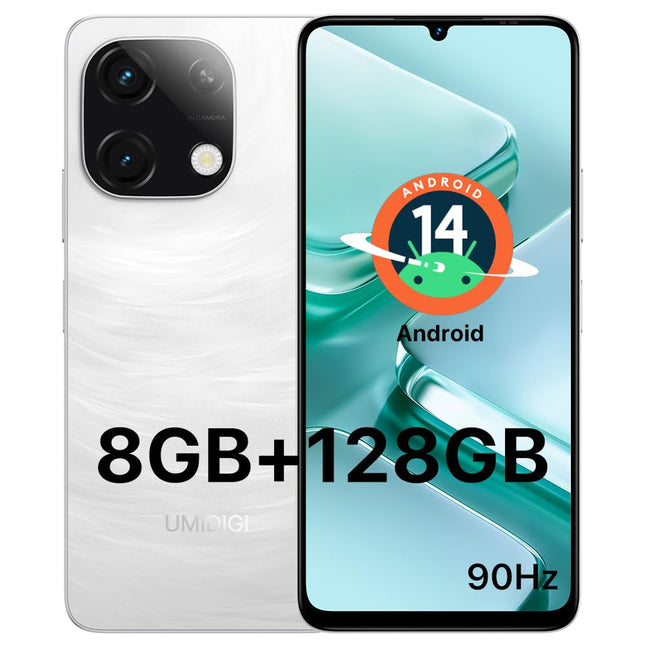 UMIDIGI G9T mobiiltelefon, Android 14 nutitelefon ilma lepinguta, 6,75 tolli 90Hz, 8 GB RAM 128 GB ROM 1 TB, 5000mAh, 13MP 8MP, kahe SIM-kaardiga 4G SIM-kaardivabad mobiiltelefonid, sõrmejäljelugeja ja näotuvastus, GPS, 2,4G 5G WiFi