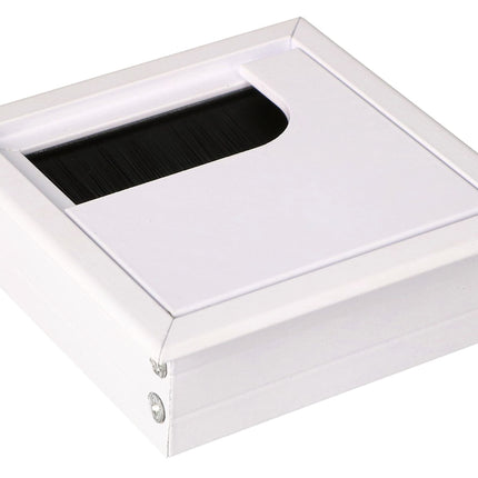 KOTARBAU® 2 alumiiniumist kaabliläbiviikude komplekt mööbli jaoks 80x80 mm, valge, kaablikarp, kaabliväljund, ruudukujuline, anodeeritud