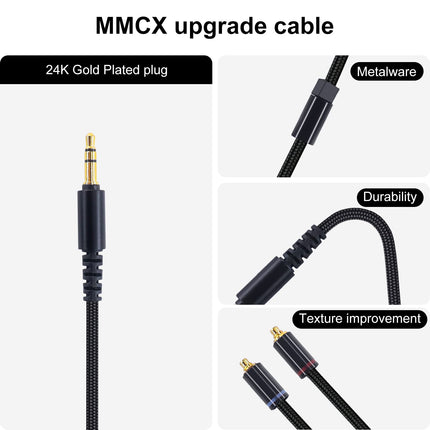 OKCSC MMCX juhtmega kõrvaklappide uuenduskaabel, hõbetatud HD3M HiFi pikenduskaabel, asenduskõrvaklapid, nailonjuhe 3,5 mm pistikuga Shure SE215, SE315, SE535 jaoks (mikrofoniga)