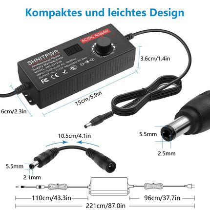 SHNITPWR universaalne toiteplokk 3.5-12V 8A 96W reguleeritav toiteadapter DC 3.5V 4.5V 5V 6V 7V 8V 9V 10V 12V toiteadapter 14 otsaga ja polaarsuskaabliga koduelektroonika LED-ribale