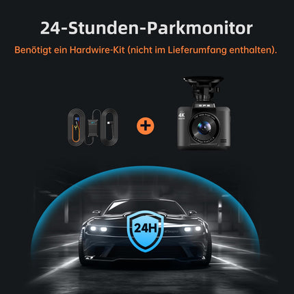 Auto armatuurlaud ees ja taga 4K+1080P, Auto armatuurlaud GPS WiFi-ga, Topelt autokaamera 32GB kaardiga, 170° lainurk, Super öine nägemine WDR, 24H parkimise jälgimine, G-andur, tsükkelsalvestus, rakenduse juhtimine, max 256GB