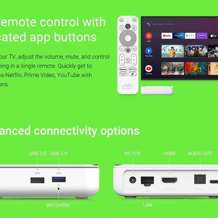 Nonic [Testi VÄGA HEA *] Homatics Box R 4K Plus Android TV Box + DVB-S2X tuuner - nutiteleri vastuvõtja, Google'i sertifitseeritud, Dolby Atmos, Netflix 4K, Prime Video 4K, Disney+ 4K, kahekordne WiFi 6 HDMI-kaabel
