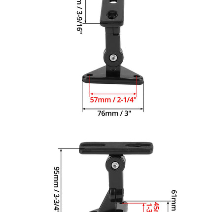 QWORK® 2 universaalse kõlari seinakinnituse komplekt, 180º kallutatav/pööratav, kannab kuni 13,6 kg