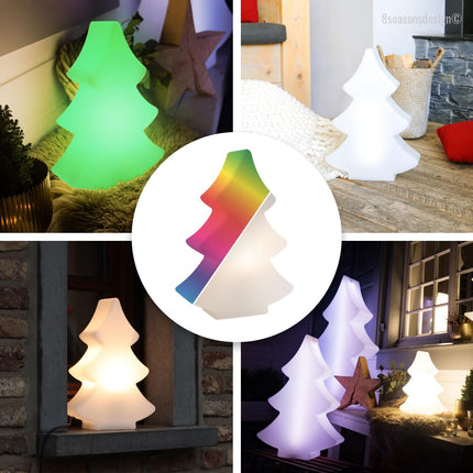 8 aastaaja disain – RGB jõulupuu RGB mooduliga ja puldiga – Särav puu Ø 40 cm (valge) – Valgustatud jõulupuu sise- ja välistingimustes kasutamiseks – värvivahetajaga – 𝓇𝑜𝒷𝓊𝓈𝓉 ja vastupidav