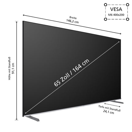 JVC LT-65VA7255 65-tolline televiisor/Android TV (4K Ultra HD, HDR Dolby Vision, kolmekordne tuuner, Bluetooth, Dolby Atmos) [2023], must