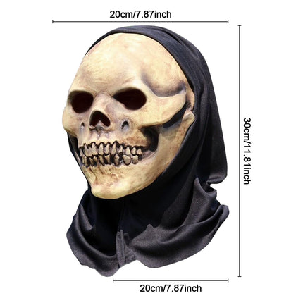 Scary Halloween Skull Mask, Latex Scary Full Head Mask, Realistic Full Head Skull Face Cover, 3D Mask for Adults and Children, Halloween, Cosplay, Masquerade Props (A)