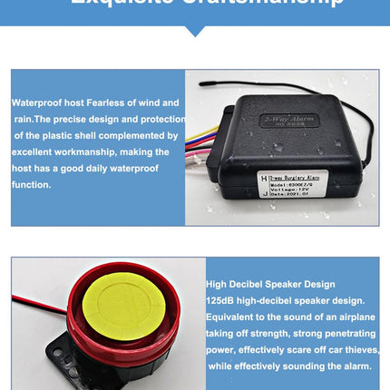 Meichoon Two-Way Motorcycle Anti-Theft Alarm System with Remote Control and Vibration Alarm, Electric Bicycle Security Device, Scooter, Moto Theft Protection