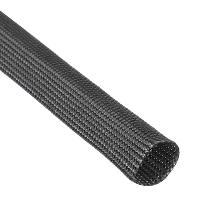 sourcing map 14 mm High Temperature Fiberglass Sleeve Insulation Braided Sleeving Black