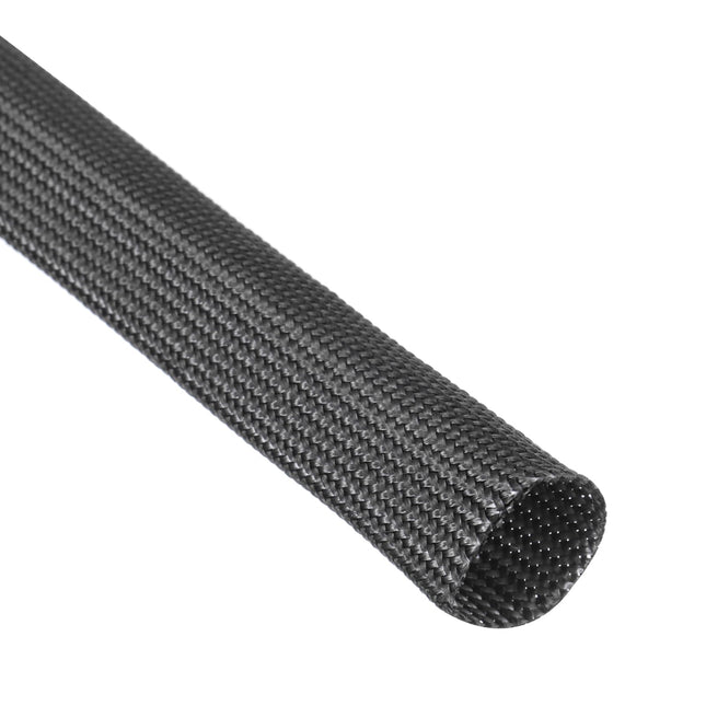 sourcing map 14 mm High Temperature Fiberglass Sleeve Insulation Braided Sleeving Black
