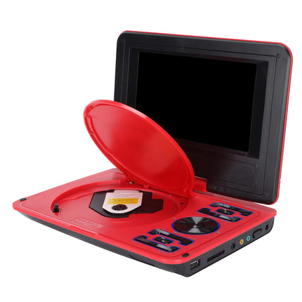 Portable DVD Player, 6.8-inch HD Screen DVD Player, Supports 270-Degree Swivel Mobile DVD Player, U Disk/SD/MMC Cassette, with Remote Control, for Car/Kids/Home (EU Red)