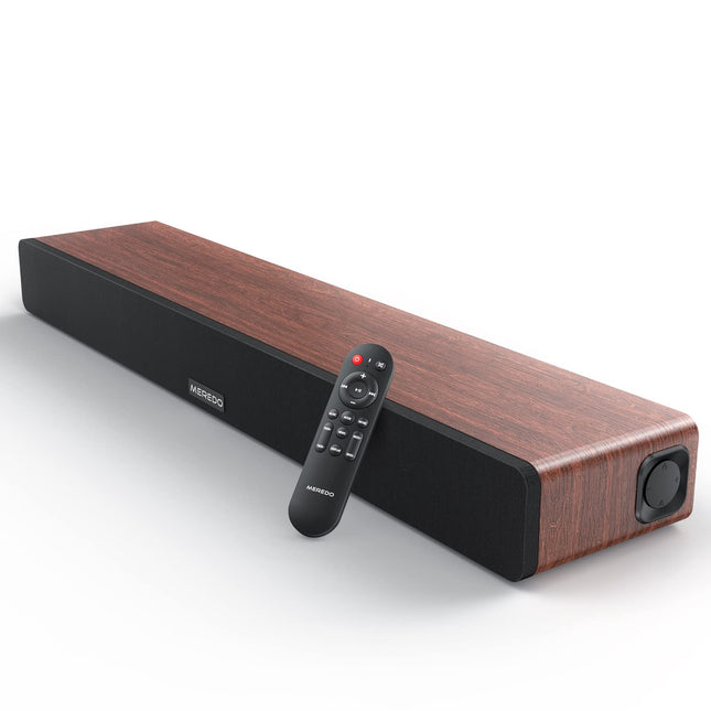 MEREDO puidust heliriba telerile, sisseehitatud subwoofer, 165W, 2.1 kanalit, 5 ekvalaiseri režiimi (kõrgete ja basside reguleerimine), ARC/BT 5.0/optiline/AUX kodukinole - 31-tolline, Braun D47 Plus