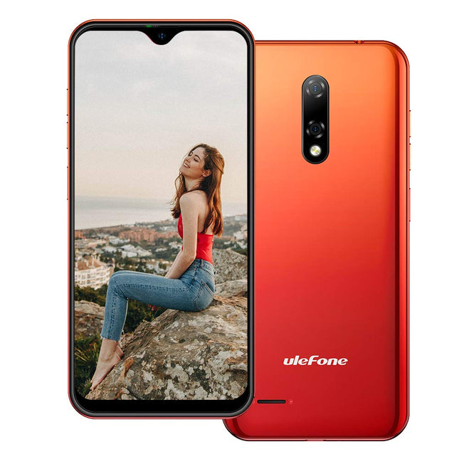 Ulefone Note 8P Android 10 Smartphone without Contract, 5.5'' Waterdrop Screen, 4G LTE Mobile Phone, 2GB+16GB, Dual SIM + SD (3 Card Slots), Face Unlock, 8MP+2MP+5MP, GPS, Red