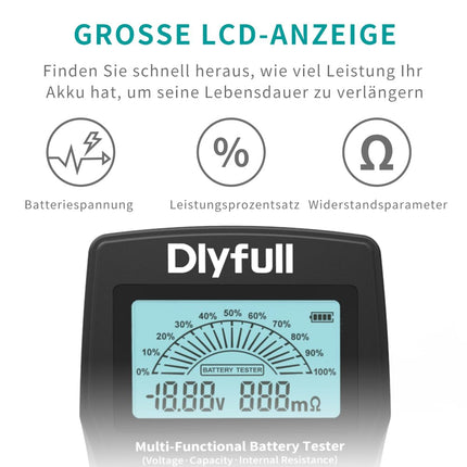 Dlyfull aku tester universaalne LCD aku tester, professionaalne digitaalne akumõõtur laetavate akude, nööppatareide jms jaoks, täpne aku mahtuvuse, pinge, sisemise takistuse aku tester, B3