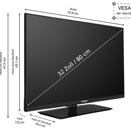 Telefunken TV 32-tolline nutiteler VIDAA XH32VP750M - HD-Ready televiisor, HDR-teler integreeritud kolmekordse tuuneriga, LED-teler must
