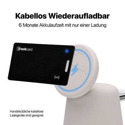 TRACKCARD® õhusildiga rahakotilaadne jälgimisseade | Laetav, nutikas ja veekindel | Ühildub Apple Find My (iOS) Bluetooth-jälgimiskaardiga rahakottide, passide ja pagasi jaoks