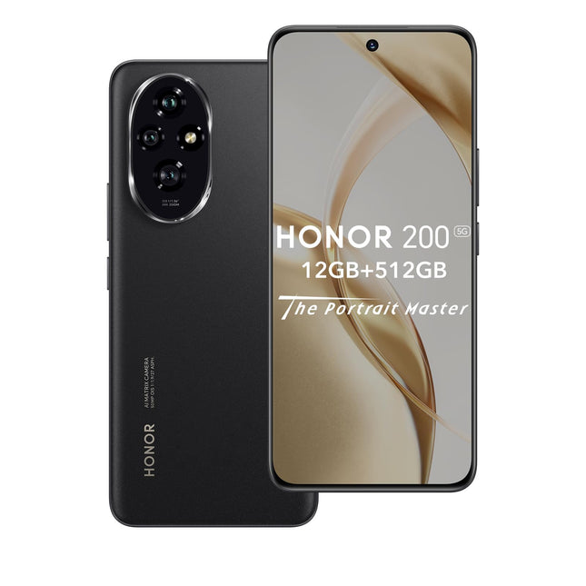 HONOR 200 5G nutitelefon 12GB 512GB, 120Hz 6.7" AMOLED, Snapdragon 7 Gen 3, 5200mAh aku, kolmekordne 50MP kaamera, Android 14, kahekordne SIM-kaart, NFC, must (ilma laadijata)