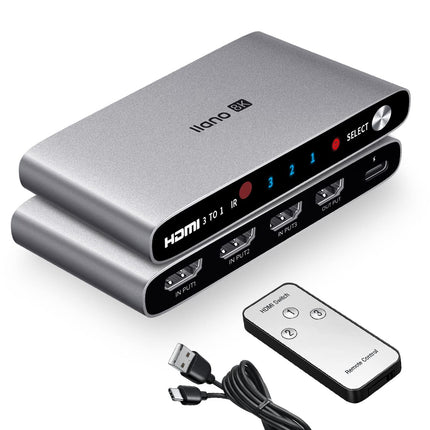HDMI jaotur HDMI lüliti, 4k@120Hz alumiiniumist 3 sisse- ja 1 väljalaskega UHD jaotur IR kaugjuhtimispuldiga lülitiga, toetab VRR, CEC, HDR, Dolby Atmos, HDCP 2.3, Xbox PS4 PS5 Roku jne.