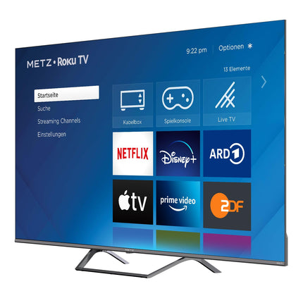METZ Blue Roku TV, QLED 4K, nutiteler, 43 tolli, 109 cm, kolmekordse tuuneriga televiisor, WiFi, LAN, HDMI, USB, 43MQE7011