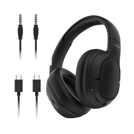 Belkin SoundForm Isolate mürasummutavad kõrvaklapid, juhtmevabad Bluetooth-kõrvaklapid, mikrofoniga peakomplekt, kõrvapealsed kõrvaklapid 60-tunnise esitusajaga, sügav bass, CloudCushion kõrvaklapid – mustad