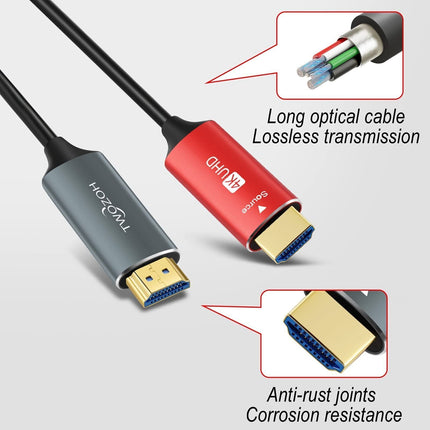 Twozoh HDMI fiiberoptiline kaabel 50M, HDMI optiline kaabel 2.0 4K/60Hz 18Gbps kiire UHD fiiberoptiline HDMI kaabel