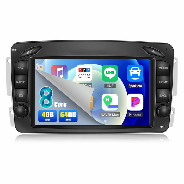 8-tuumaline 4+64G CAMECHO Android 13 autoraadio navigatsiooniga Mercedes Benz C CLK G klassile W203 W209 W463 Viano Vito W639, kahe DIN-iga raadio 7-tollise ekraaniga, peegliühendusega RDS/FM Bluetooth 5.0+DSP