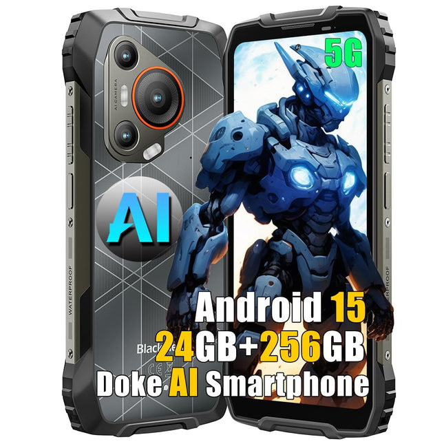 Blackview BL7000 5G Outdoor Mobile Phone AI Smartphone Android 15, 24GB+256GB/SD-2TB AI Mobile Phone, 6.78" FHD+ Construction Site Mobile Phone, 50MP+32MP, 7500mAh, 4G + 5G Outdoor Smartphone Waterproof IP68 NFC GPS OTG, Black