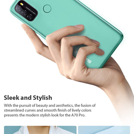 Blackview A70P Android 11 nutitelefon, 6,5-tolline HD+, 8,3 mm õhuke ja kerge, 5380mAh aku, 13MP + 5MP, kahe SIM-kaardiga 4G mobiiltelefon, näotuvastus ja sõrmejäljelugeja, GPS, sinine