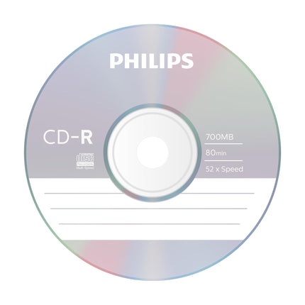 Philipsi kiired CD-R-toorikud (700 MB / 80 minutit, 52x kiirus, 100-spindliga)