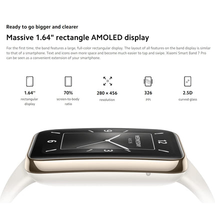 Xiaomi Band 7 Pro nutikell GPS-iga (globaalne versioon), tervise- ja fitness-aktiivsuse jälgija, kõrgresolutsiooniga AMOLED-ekraan, pulsisageduse ja õhurõhu jälgimine, 12-päevane aku tööiga, must
