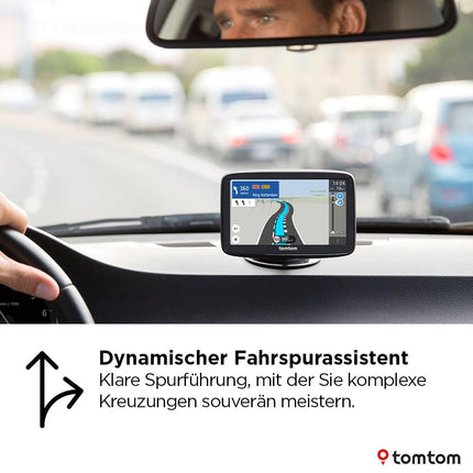 TomTom Car Sat Nav GO Advanced (6-tolline, liiklusummikute vältimine tänu TomTom Trafficule, maailmakaardi uuendused kaasas, uuendused WiFi kaudu, dünaamiline sõiduraja abiline, integreeritud, pööratav kinnitus)