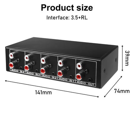 Helilüliti, helilüliti 4 sisendit ja 1 väljundit, helilüliti 3,5 mm Aux + RCA L/R, kahesuunaline helilüliti, heli valikukast, video- ja helijaotur kõrvaklappidele, fono, kõlarid