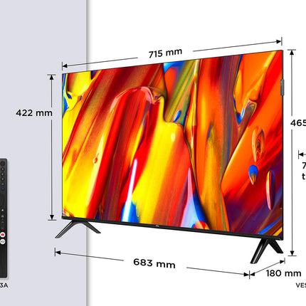 TCL 32V5C - 32-tolline Full HD nutikas QLED Direct LED-teler Android TV ja HDR-iga - ühildub Google Casti ja Google Home'iga, õhuke disain