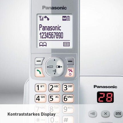 Panasonic KX-TG6823GS DECT cordless phone with answering machine (3 handsets, low radiation, Eco mode, GAP phone, landline) pearl silver