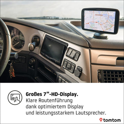 TomTom Truck Navigation Device GO Expert (7-inch HD screen, routes for large vehicles, traffic jam avoidance with TomTom Traffic, world maps, restriction warnings, fast updates via WiFi) Black
