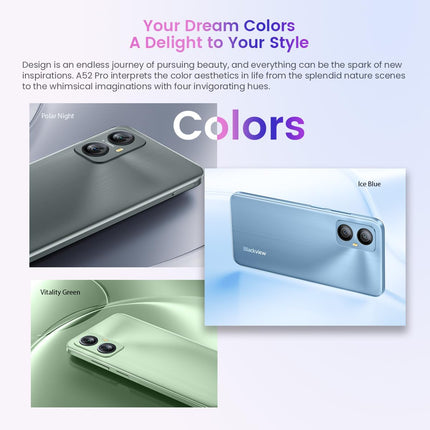 Blackview A52 PRO lukustamata mobiiltelefon, 8GB + 128GB (1TB väline SD), 6,5'' 90Hz pisarakujuline ekraan, 13MP + 5MP, kahe SIM-kaardiga Android 13 nutitelefon, 5180mAh aku, näotuvastus ja sõrmejäljelugeja, must