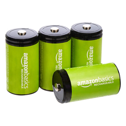 Amazon Basics NiMH Batteries, Type D (Monocell), Rechargeable, 10,000 mAh, Recharges up to 1,000 Times, Pre-Charged, 4 Pack