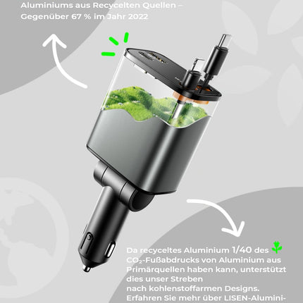 LISEN 4-ühes autolaadija 69W sigaretisüütaja USB-C adapter, telkimistarvikud, autovidinad BMW-le, Audile, Mercedes-Benzile, VW-le, veoautodele ja paljudele teistele, meeste kingitused, autotarvikud iPhone 16 Pro Maxile