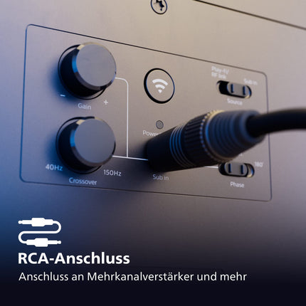 Philips Fidelio FW1-kanaliga juhtmevaba subwoofer | 420 W | Kinoheli | Sügav bass kodukino ja muusika jaoks | Harjatud metalli ja nahast viimistlus | DTS Play-Fi ja RCA-ühendus